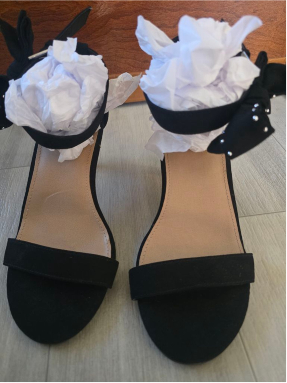 Women's Torrid Black Studded Bow Ankle Strap Heels Size 9.5⁸